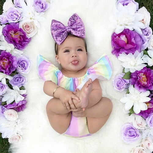 2019 Baby Girl summer clothing set Rainbow Top Ruffle Pants Brief Outfit Sunsuit for Kid clothes toddler Children newborn