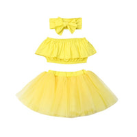 2019 Summer Kids Baby Girl Clothes Sets 3Pcs Cute Ruffle Strapless Crop Tops+Tulle Skirt Ball Gown+Headband Girl Outfits 0-24M