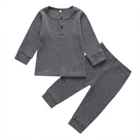 Newborn Baby Girl Boy 2Pcs Long Sleeve Autumn Clothes Set Knitted Tops Leggings Trousers Outfits Pure Color Casual Cute Warm