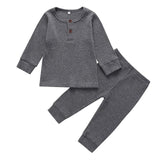 Newborn Baby Girl Boy 2Pcs Long Sleeve Autumn Clothes Set Knitted Tops Leggings Trousers Outfits Pure Color Casual Cute Warm