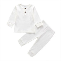 Newborn Baby Girl Boy 2Pcs Long Sleeve Autumn Clothes Set Knitted Tops Leggings Trousers Outfits Pure Color Casual Cute Warm