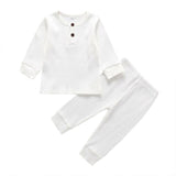 Newborn Baby Girl Boy 2Pcs Long Sleeve Autumn Clothes Set Knitted Tops Leggings Trousers Outfits Pure Color Casual Cute Warm