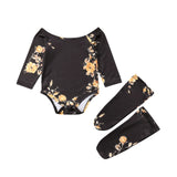 2PCS Newborn Baby Girl Off Shoulder Flower Romper+Leg Warmers Outfits Clothes