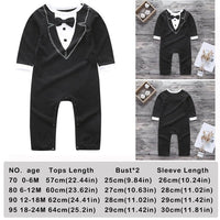 Toddler Handsome Baby Pompers Cool Boy Clothes Baby Long Sleeve Suit Infant Jumpsuit GentlemenBlack Bowknot Rompers Formal Suit