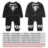 Toddler Handsome Baby Pompers Cool Boy Clothes Baby Long Sleeve Suit Infant Jumpsuit GentlemenBlack Bowknot Rompers Formal Suit