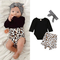 US Toddler Kids Baby Girl Infant Clothes Romper Tops Leopard Print Pants Outfits